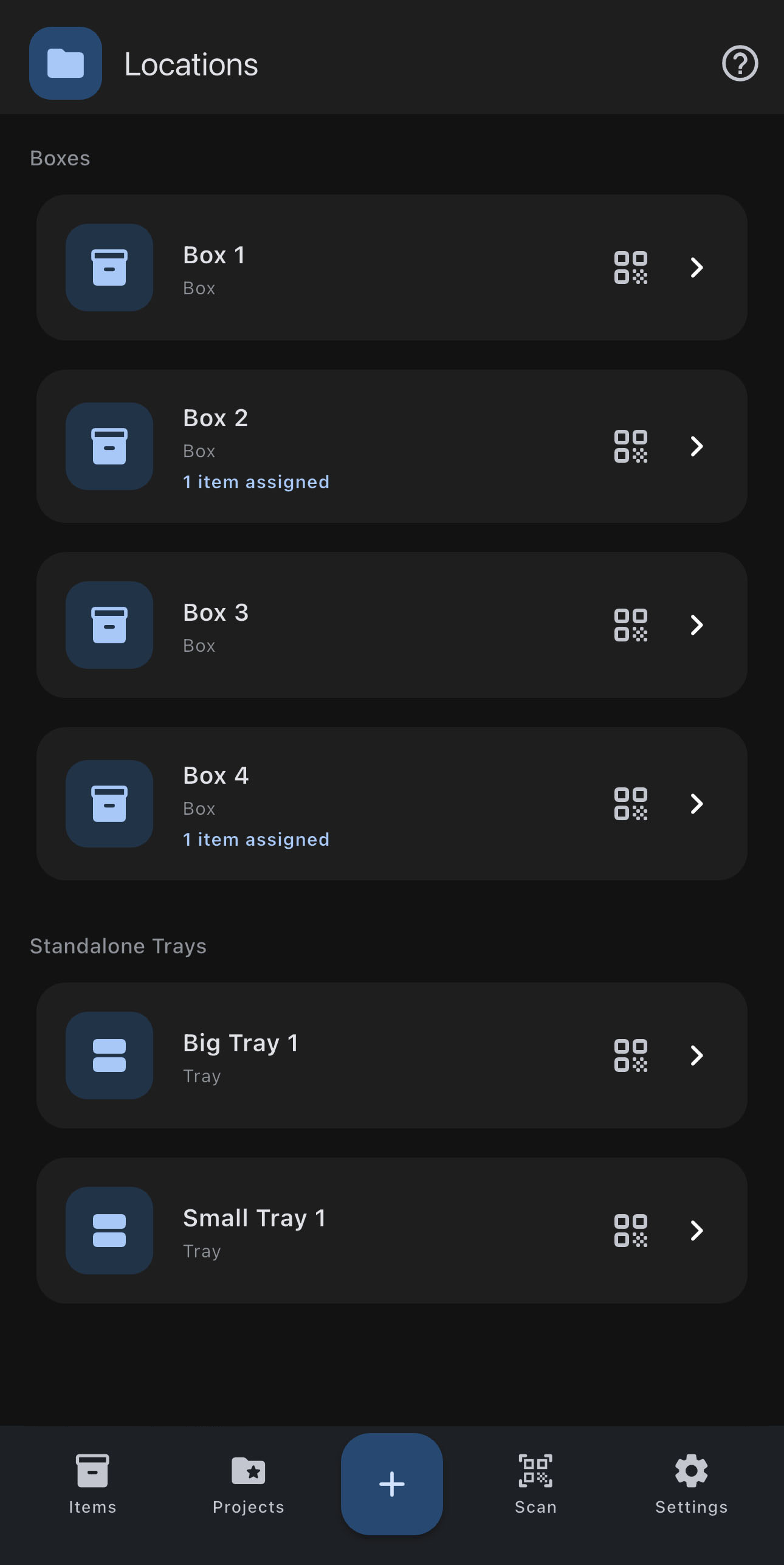 Maker Inventory screenshot: Locations